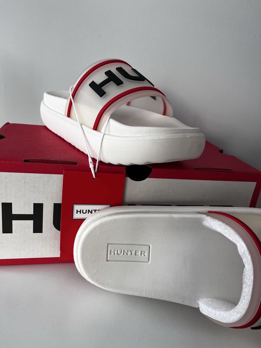 Klapki Hunter rozmiar 38 - białe, nowe z metka wkładka 25cm