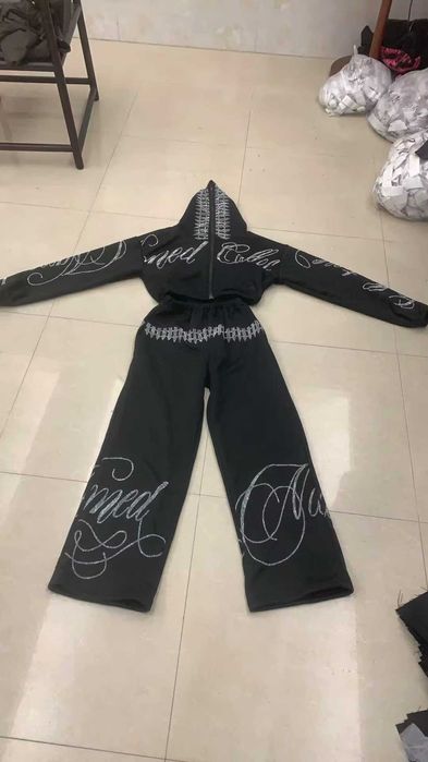 Зип Худи и штаны со стразами Shyne Balenciaga swarovski Opium Archive