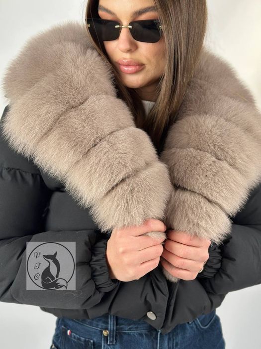 Куртка-пуховик зимняя с натуральным мехом финского песца. 42,44,46,48