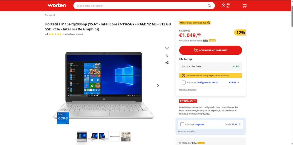 HP 15.6” | i7 | 12GB RAM | 512GB SSD