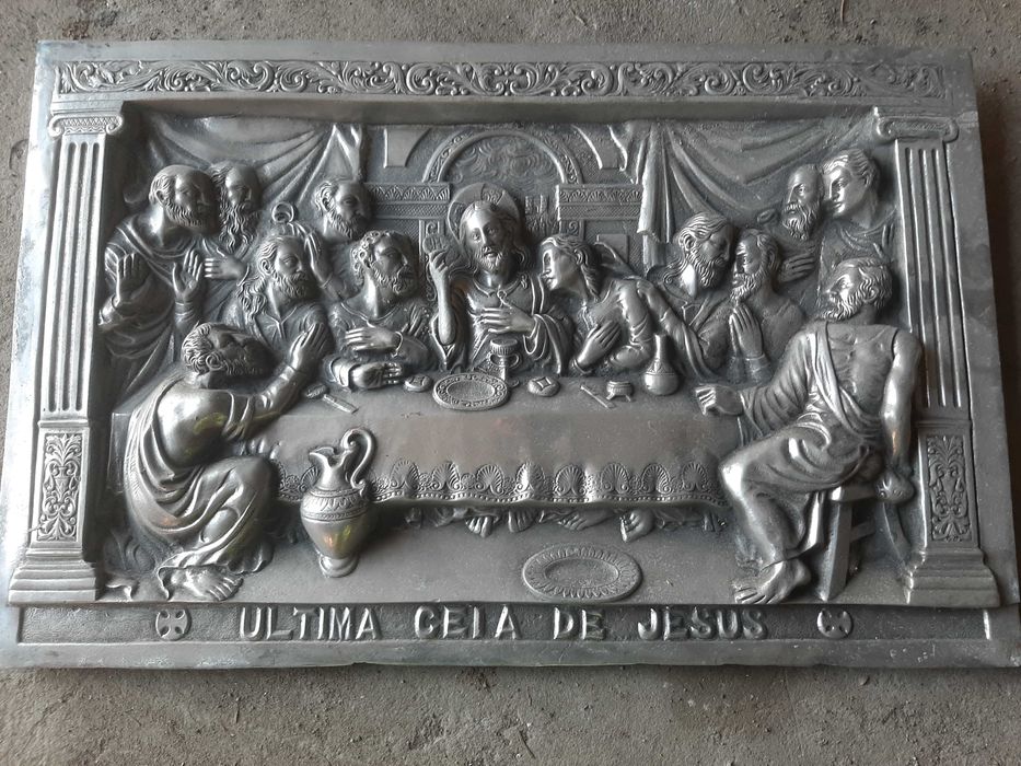 moldura para quadro ultima ceia de jesus em estanho