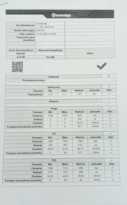 Wtryskiwacz 1.6 TDI Siemens Continental 03L130277B 03L130277S