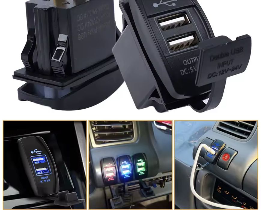 подвійний USB-зарядний пристрій 12-24 В Мотоцикл мопед авто квадроцикл
