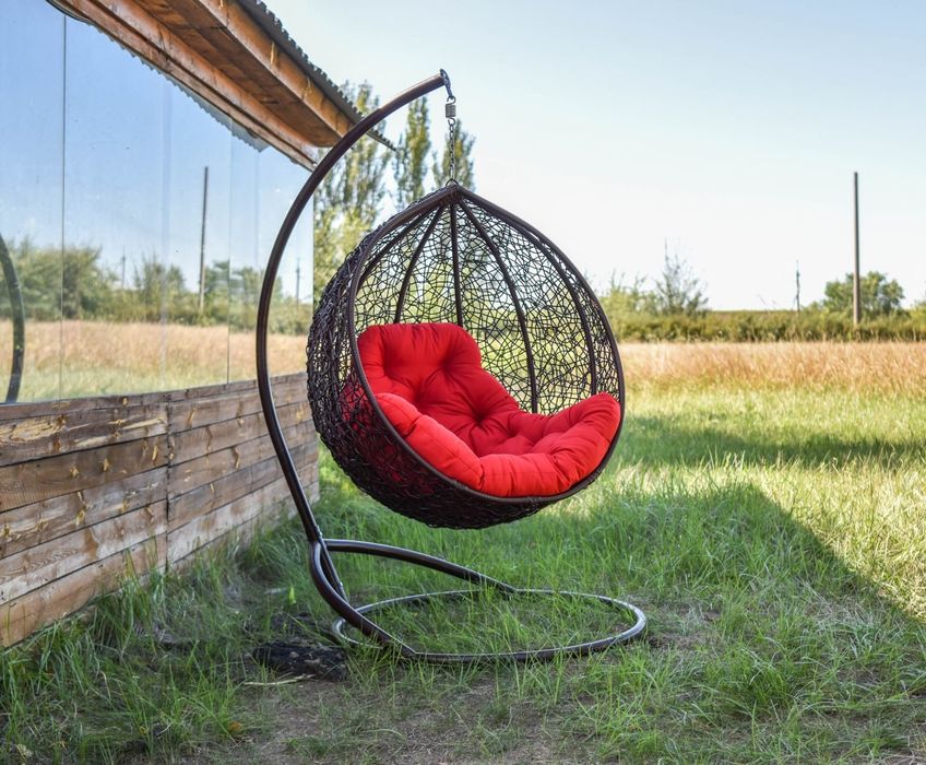 Подвесные металлические качели для дома и сада Кресло кокон из ротанга