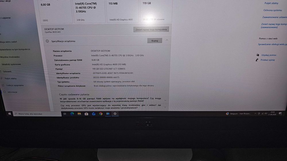 Dell All-in-One Optiplex 9020