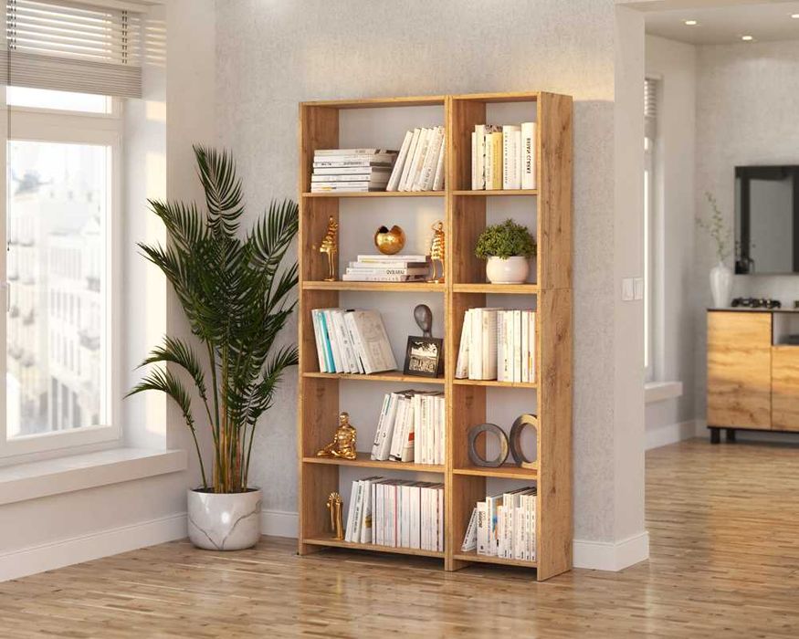 Regał Na Książki Do Salonu Nowoczesny Pella 110cm Modułowy Stojak Duży