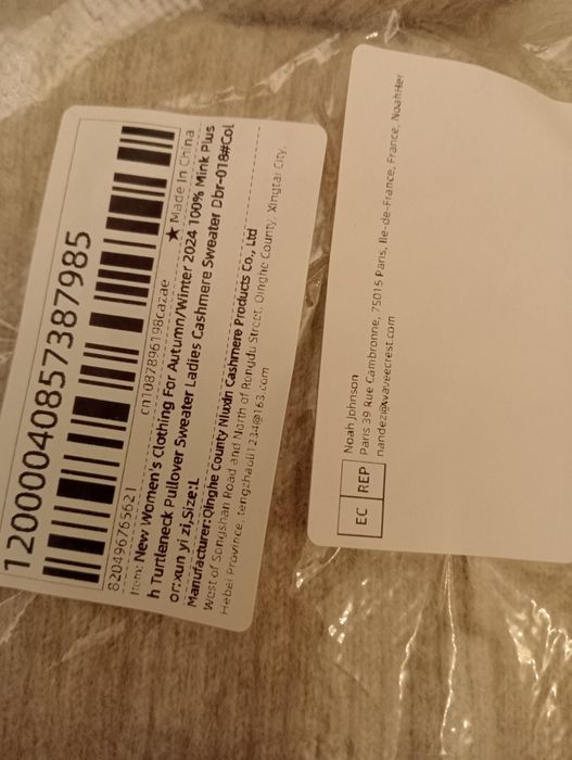 Golf Sweter Kaszmir Jasny Taupe Beżowy M