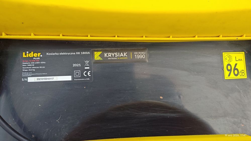 Kosiarka elektryczna Krysiak ,Lider XK 1800A