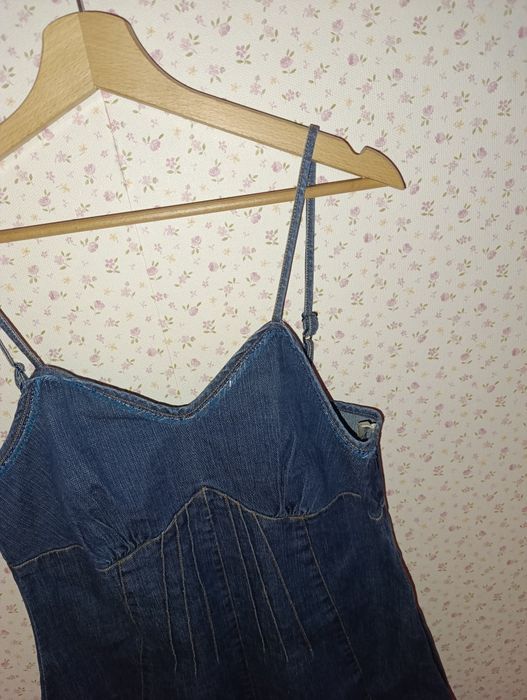 Sukienka 42 yessica c&a niebieska jeansowa denim 90s vintage