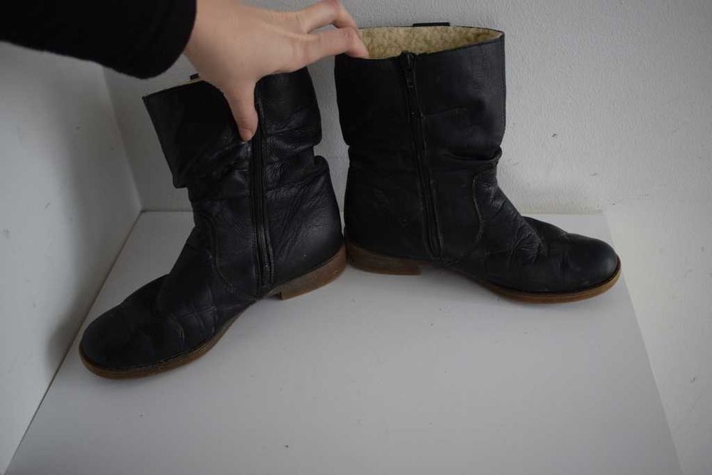 Rieker buty botki kozaki skórzane czarne 38