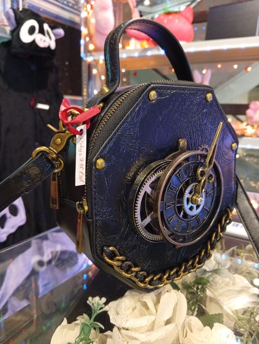 Bolsa estilo steampunk relógio e roldanas