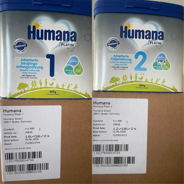 Суміш Humana 1 та 2 400г 06.26 150грн