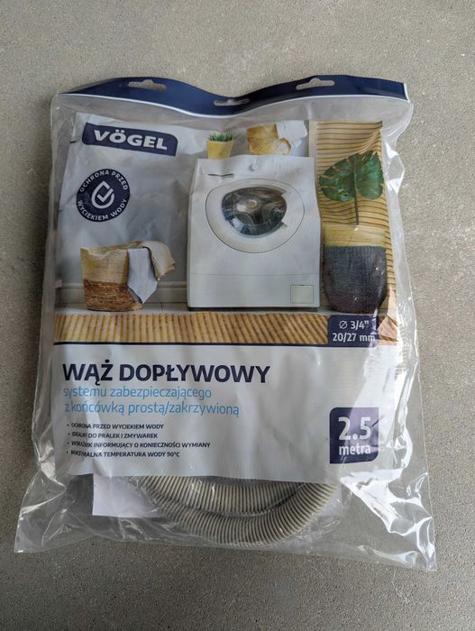 Nowy wąż dopływowy VÖGEL Aquastop 2,5 m pralka zmywarka