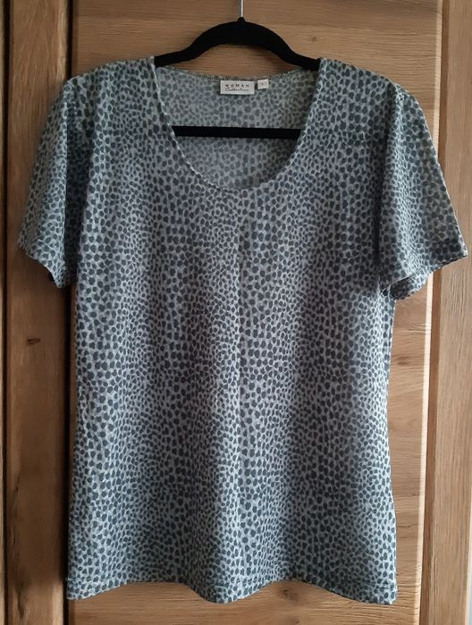 Damska bluzka z krótkim rękawem, panterka, Woman Collection, rozm. L