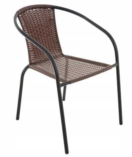 Krzesło TECHNORATTANOWE Na Balkon Taras Do Ogrodu Bistro Patio BRĄZOWE