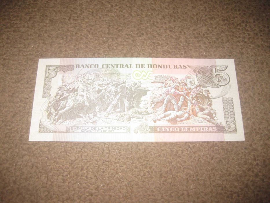 Nota das Honduras "5 Lempiras" UNC