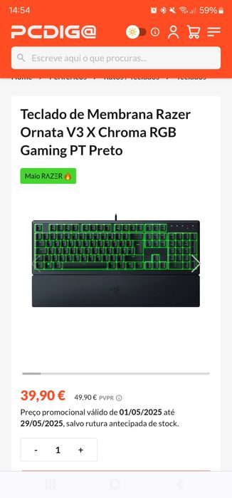 Teclado e rato gaming RAZER (novos c/garantia)