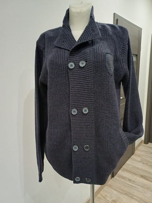 Męski sweterek dwurzędowe guziki Premium MZGZ Black rozm 2XL.