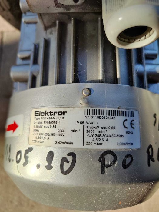 Wentylator boczno-kanałowy 1.3kw 220/380V