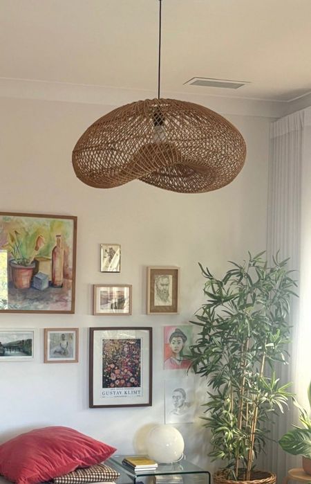 Candeeiro de teto suspenso em Rattan - Estilo Boho Chic