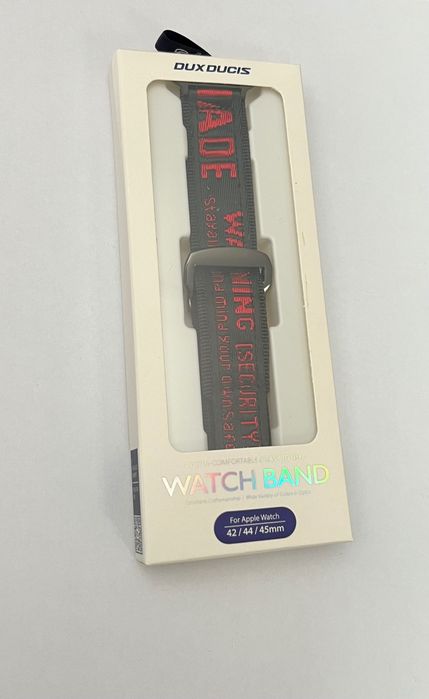 Nylonowy pasek do Apple Watch Ultra, SE, 8, 7, 6, 5, 4, 3, 2, 1 (49, 45, 44, 42 mm) Dux Ducis na rzep w kolorze czarno-czerwonym | kcN