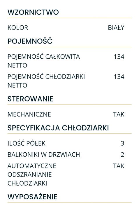 Lodówka, Chłodziarka pod zabudowę Kernau KBR 08122.1