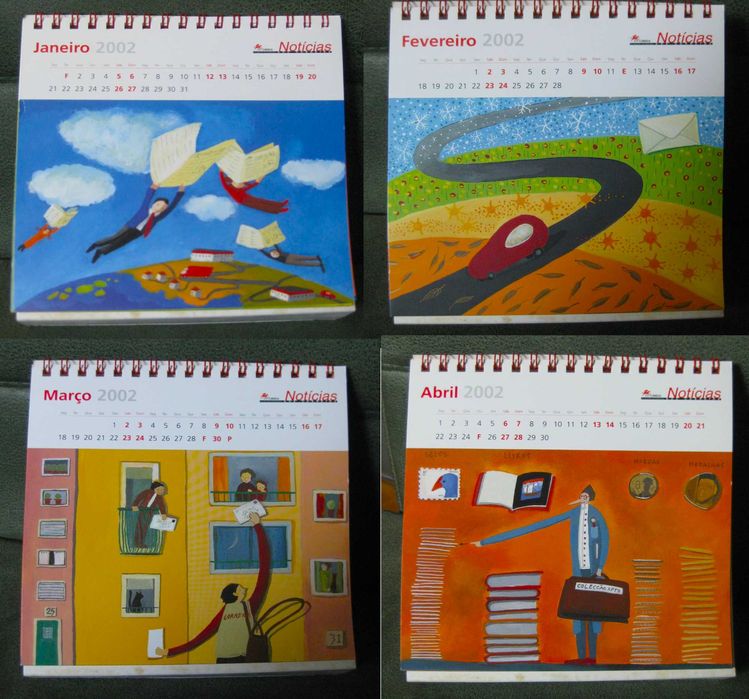 Calendário 2002 CTT em que cada Mês se Transforma num Postal