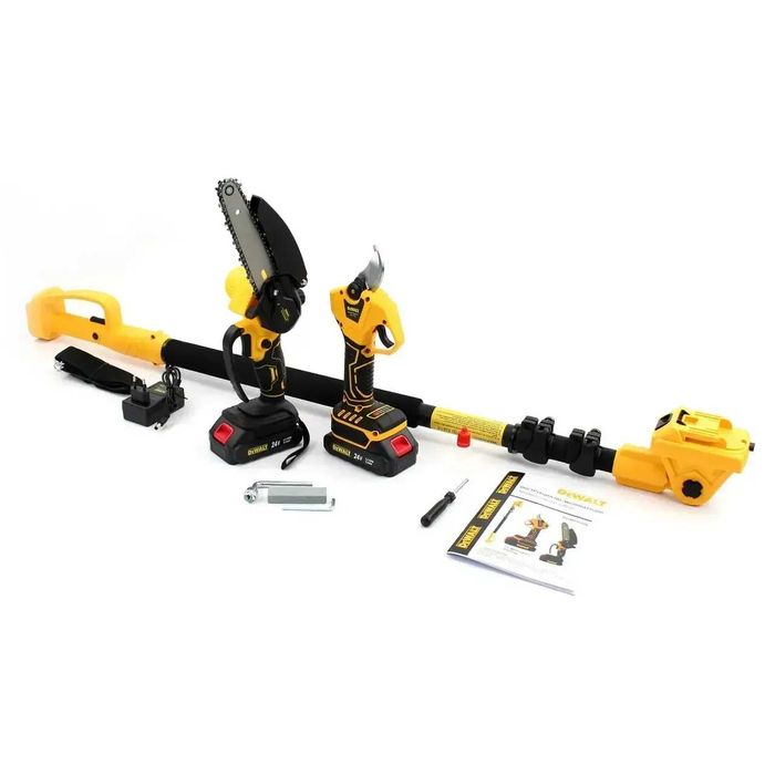 Набір 3в1 АКБ DeWalt 24V Пила + Секатор Digital + штанга 2.6м