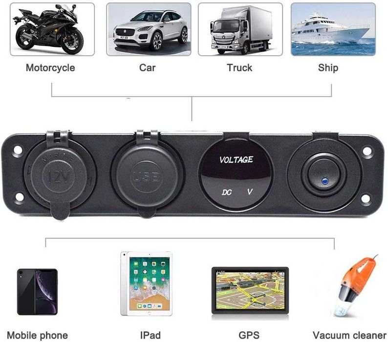 Painel de interruptores para carro e barco à prova d'água com led 12v