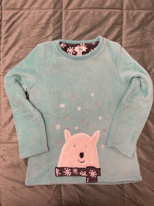Pijama polar de inverno azul com urso polar