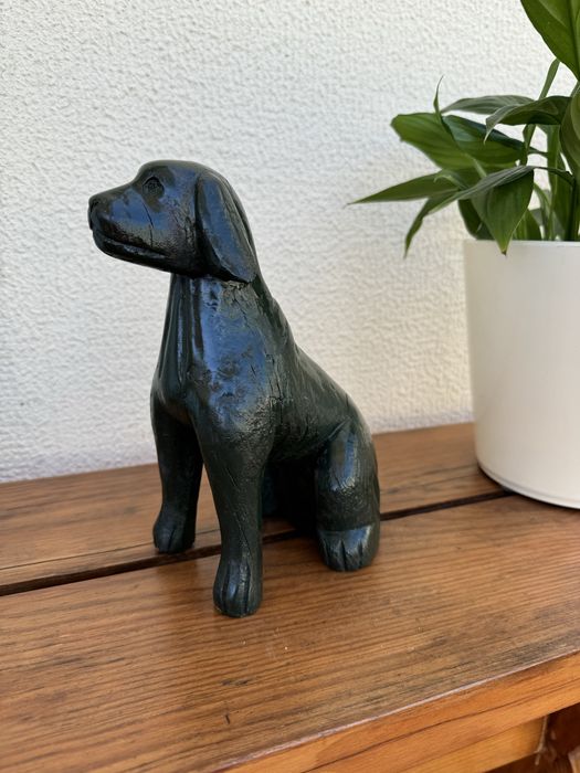 Figura do cão de madeira 22 cm Wooden dog figure