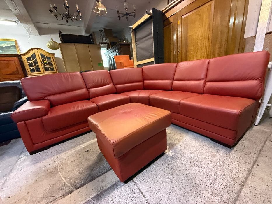 Skórzany narożnik + podnóżek – Sofa * Rogówka z Niemiec DOWÓZ DO DOMU