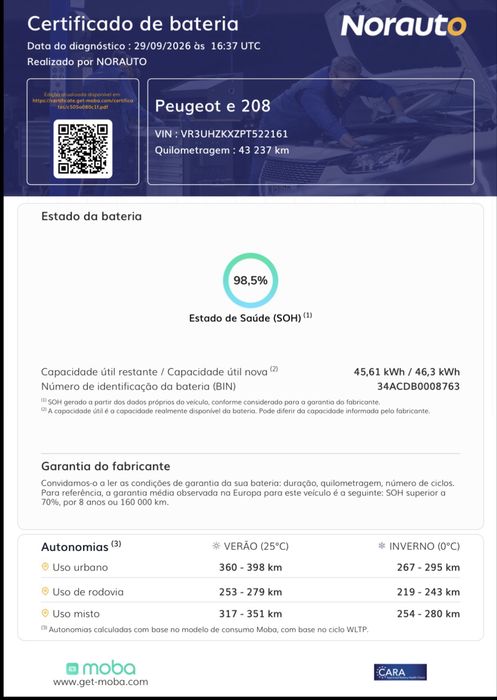 Peugeot e208 Allure 2023 / SOH: 98,5%