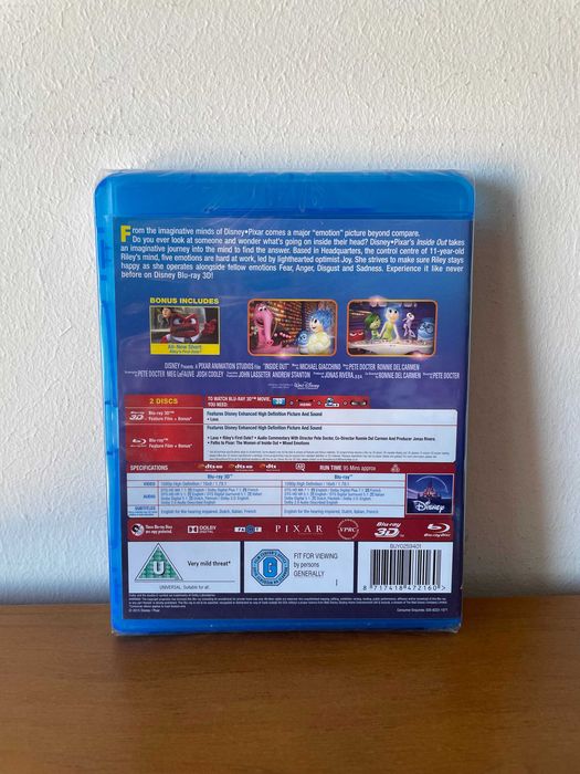 ᴱᴺ Inside Out [Blu-ray 3D + Blu-ray] Sealed
