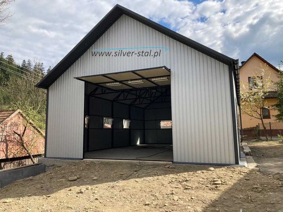 Garaż blaszany 6X12 6X9 Silver-stal Garaże RAL 7016 RAL 9006