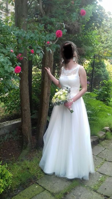 Suknia Ślubna śmietanka Księżniczka tiul 32/34