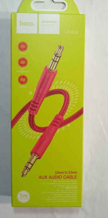 HOCO Kabel AUX Audio minijack 3,5 mm 1m czerwony