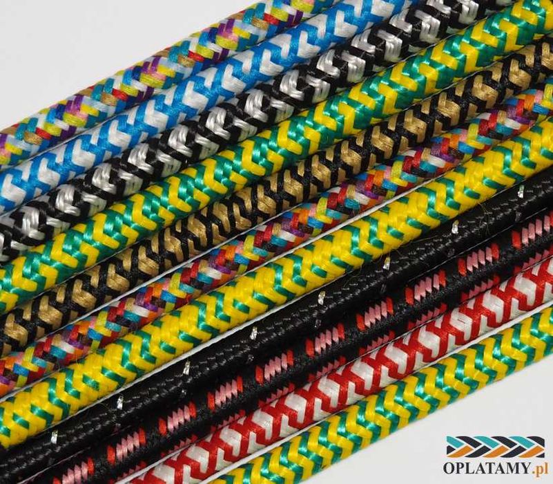 Czarny przewód w oplocie ozdobnym – dekoracyjny kabel 2x0,75 mm2