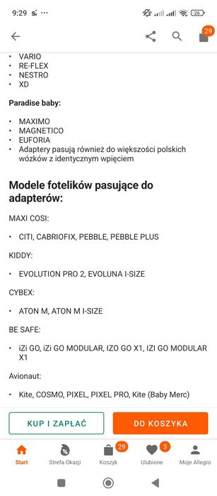 ADAPTERY Do Fotelika Maxi Cosi cybex I inne