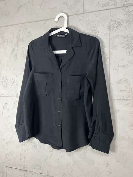 Czarna koszula Zara basic XS work office basic kieszenie