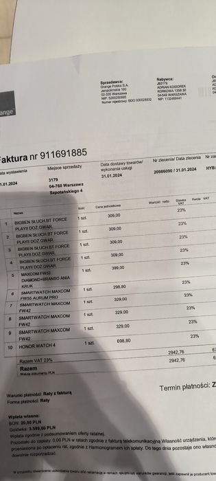 honor watch 4.Super smartwatch z gwarancją i dowodem zakupu.