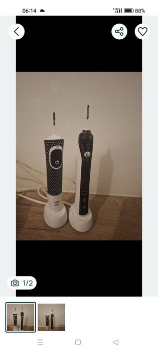 Dwie szczoteczki elektryczne Oral-B i  Braun