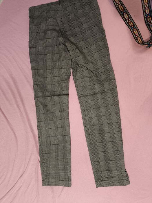 Spodnie wysoki stan Tchibo 38 M elastyczne w kratkę jak nowe