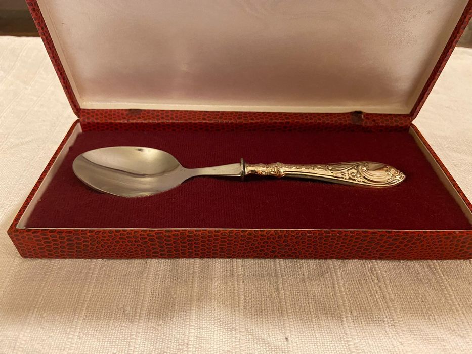 Colher de bebé cabo em prata  Portuguesa