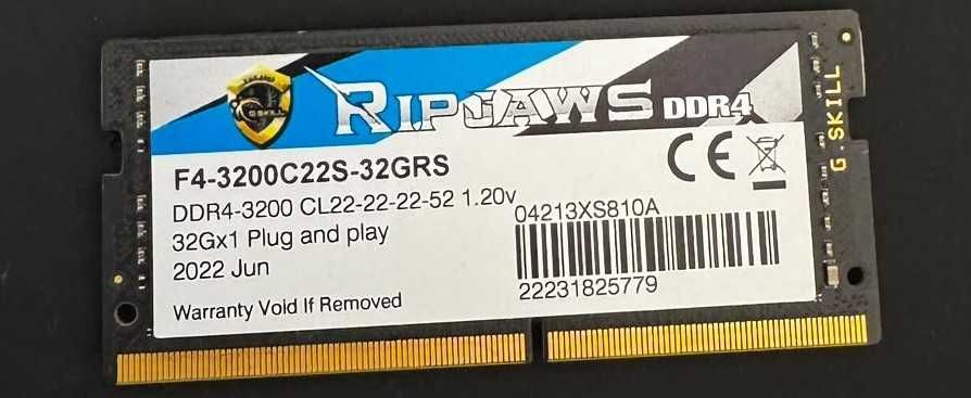 G.Skill Ripjaws DDR4 32GB 3200MHz CL22 SO-DIMM