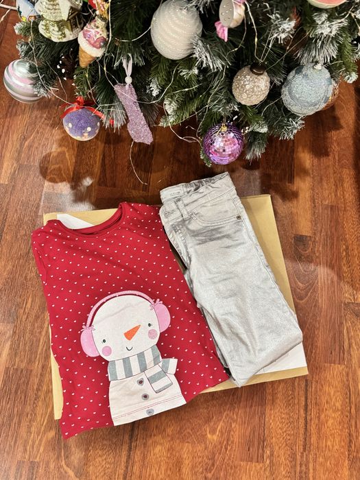 новорічний комплект zara 128, джинси zara 128 реглан