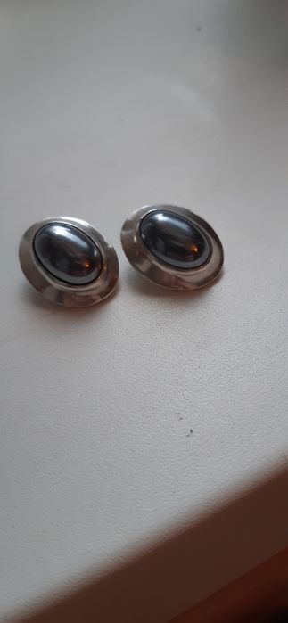 Rytosztuka-srebrne klipsy - PRL