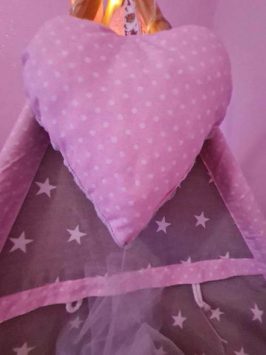 Tipi 100cm rozowo szary w gwiazdki piekny