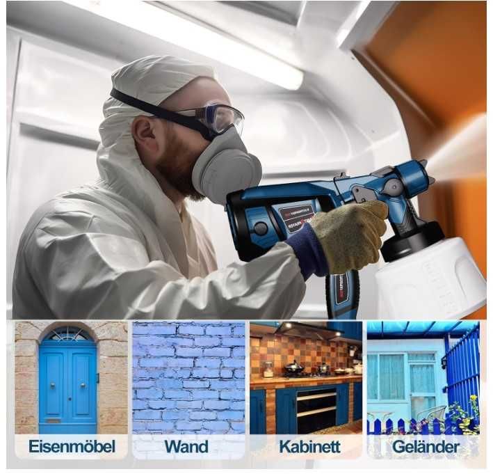 Elektryczny pistolet do malowania 800W, 5 dysz, 1400ml Lutranstra