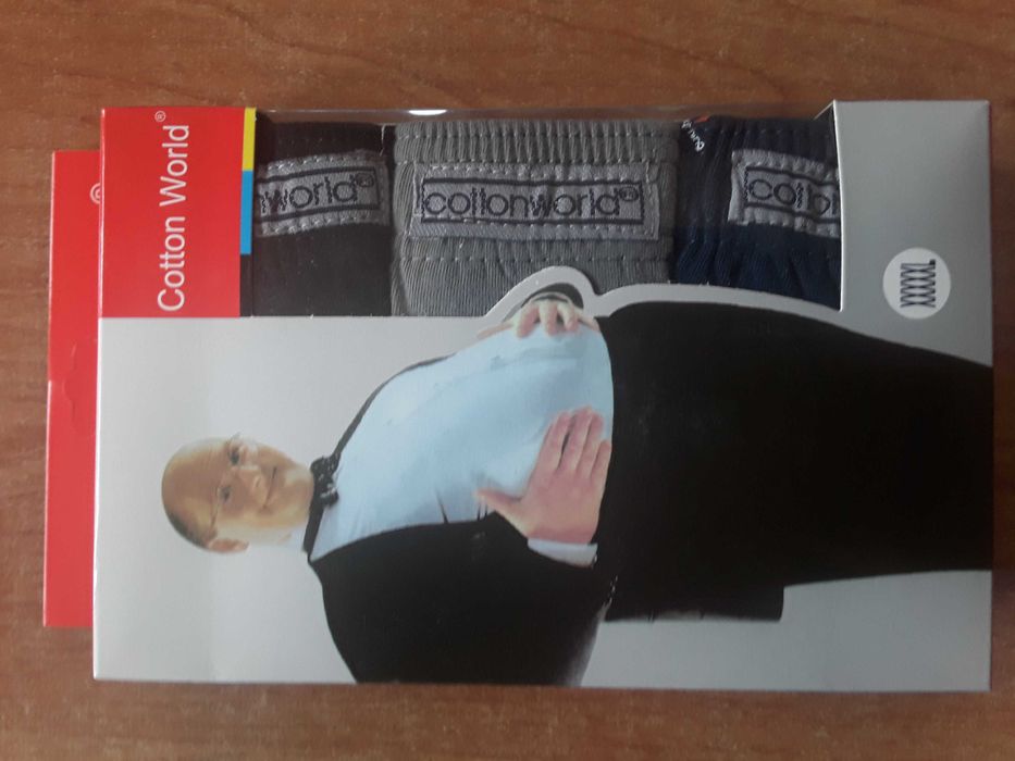 Slipy męskie 3szt. COTTON WORLD 100%bawełny, BIG SIZE, 4xl, 5xl, 6xl